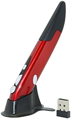 Wireless Pen Mouse 2.4G Wireless Adjustable 800/1200/1600DPI USB Optical Pen Mouse with Pen Stand for PC Computer Desktop Notebook Laptop by TorDen (Red)