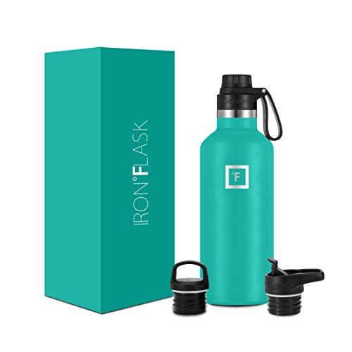 IRON °FLASK Sports Water Bottle 32 Oz, 3 Lids (Spout Lid), Leak Proof