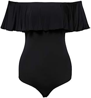 SUGAR POISON Women One Piece Off Shoulder Swimsuits Ruffle Swimwear Tummy Control Bathing Suit