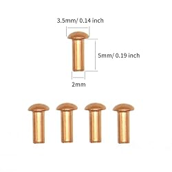 100 Pieces Round Head Solid Rivets Fasteners Copper