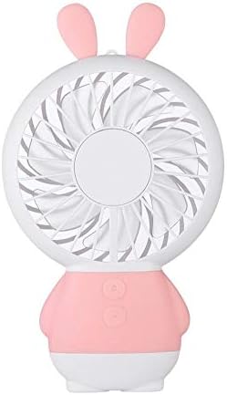 Univeral Delicate Rabbit Mini Handheld Fan,Personal Portable Desk Table Fan with 2 Speed Adjustable USB Rechargeable Cooling Electric Fan for Office Room Outdoor Household Traveling with Base (Pink)