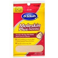 Dr. Scholl's Moleskin Plus Padding Strips, (3 Strips 4 5/8