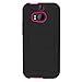 HTC One M8 Stand Case, GreatShield Legacy Series Ultra Slim Fit Hybrid Snap On Case Back Cover with Kickstand for HTC One M8 (2014) - (Black / Hot Pink Accents)