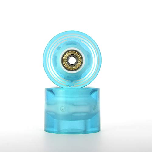 LOSENKA 6045 Fish Skateboard Wheels Flash PU Crusier Skateboard Wheels (4 Pack with Bearing) (Flash Blue)