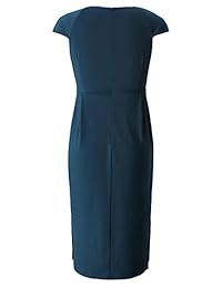 Chicwe - Vestido de cuello cuadrado para mujer de talla grande, vestido casual con esquinas laterales, longitud de pantorrilla