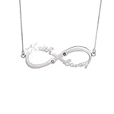 HACOOL Personalized 925 Sterling Silver Couple Infinity Name Necklace Pendants Custom Made with Any Name (Silver)