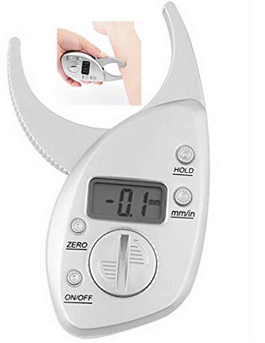 Body Fat Caliper, Digital LCD Fat Tester Skin Fold Test Analyzer Thickness Measuring Device For Fitness (Silver)