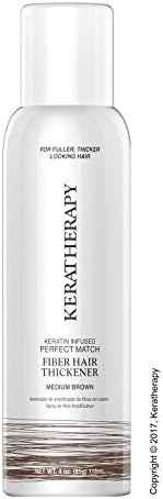 Keratherapy FIBER THICKENING SPRAY 4 OZ Keratin Infused Perfect Match for Fuller, Thicker Looking Hair! (Medium Brown)