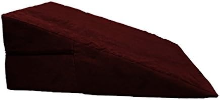 Foam bed wedge positioning pillow insert into a soft microfiber zippered case, by Lilymelotextile (12" H x 24" L x 24") Burgundy