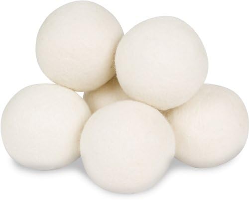 Vinnare Dryer Balls Laundry Balls 100% Organic New Zealand Wool Reusable Natural Fabric Softener Balls (6 Pack) for Basket,Baby