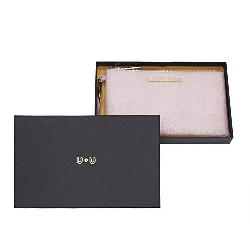 Womens Large Wristlet with Removable Strap, U+U Ladies Soft PU Leather Wallet with 6 Card Slots, Pink - Thumbnail 6