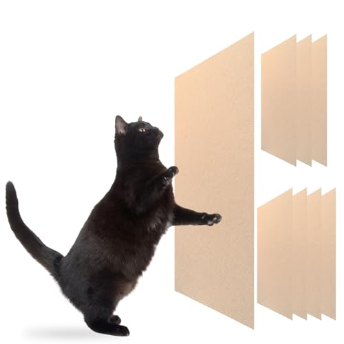 Photo 1 of Cat Scratch Mat (Beige, 8-Pack, 9.8''*18.8''), Furniture Protector from Cats Scratching, Strong Self-Adhesive Backing for Easy and Sturdy Application, Versatile for Cat Trees, Posts, and Beds