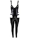 YiZYiF Sexy Women's Black Leather Look Catsuit Bodysuit with Zipper Crotch