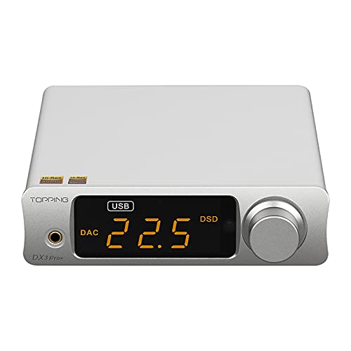 Topping DX3 Pro+ ES9038Q2M Bluetooth 5.0 LDAC Audio Decoder DSD512 DAC AMP NFCA Headphone Amplifier Pre Amplifier (Silver)