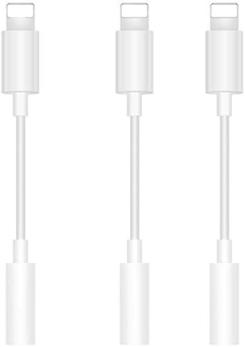 3 Pack Lighting to 3.5mm Headphone Jack Adapter for Phone 7, Connector to 3.5mm Headphone Earphone Jack Adapter High Digital Fidelity Female Aux Stereo Cable Compatible for Phone X / 8/7 / 6 Plus