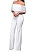 Halfword Rompers for Women Off The Shoulder Crochet Wide Leg Long Pants One Piece Jumpsuits L White