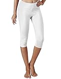 Yogareflex Women's Tummy Control Active Tights Yoga Running Leggings Capris , White , Large