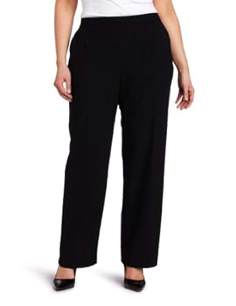 Briggs New York Women's Plus-Size Flat Front Straight Leg Pant Average Length, Black, 20W at 