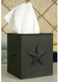 Tissue Box Holder - Decorative Tissue Box Cover - Star - Black by Colonial Tin