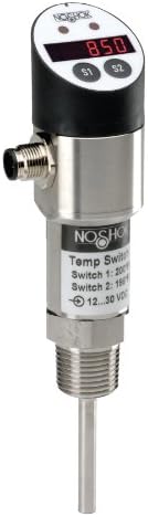 NOSHOK 850 Series Electronic Indicating Temperature Transmitter/Switch, 1 Normally Open or Closed, 12-30 VDC, -50/400 F Temperature Range, 0.1% Accuracy, 6mm Diameter x 2-1/2" Length Stem