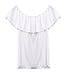 ICOOLTECH Women's Off Shoulder Boho Shirt Loose Blouses Casual Crop Tops (L(US 6-8), White)