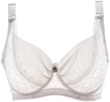 VOYAGEA Large size lace sexy large cup bra bra thin summer bra (75B=34A, white)