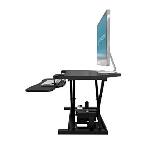 VersaDesk Power Pro Corner - 36" Electric Height-Adjustable Standing Desk - Sit to Stand Desktop with Keyboard and Mouse Tray - Black