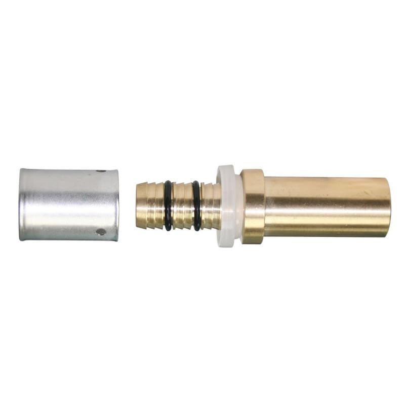 U Type Straight Press Fittings Crimping Fittings for MLCP Pipe Plastic to Brass for Transition Between Pipes (25mm Plastic x 28mm Brass)