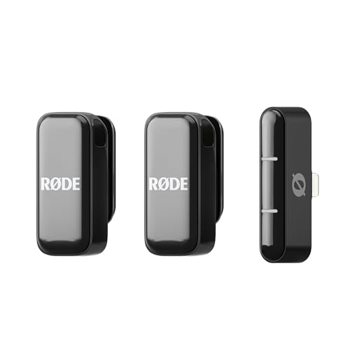 Wireless Micro Micrófono Inalámbrico Compacto, Dos Micrófonos con Estuche de Carga para Grabación de Video con Smartphone y Creación de Contenido, Lightning (Negro)