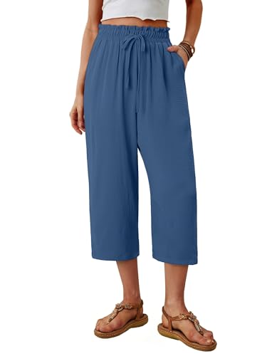 CRAZY GRID Womens Wide Leg Capri Pants