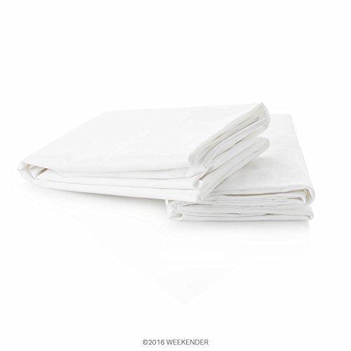 WEEKENDER 200 Thread Count Hotel Pillowcases - Set of 2 - Cotton Rich Blend - White - Queen
