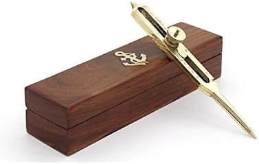 Arsh Nautical Proportional Divider 6 inch Artist Craft Tool with Anchor Inlaid Box Full Brass D D