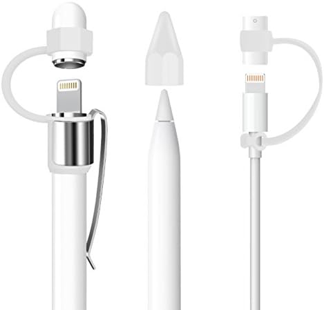 Case for Apple Pencil Case Cap Holder,Bepack Apple Pencil Accessories Soft Silicone Elastic Stylus Pen Holder with Hook/Nib Cover/Lightning Cable Adapter Tether for iPad Pro Pencil(3-Pieces Upgraded)