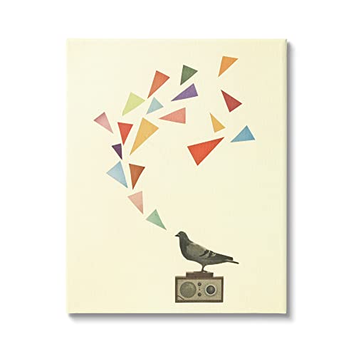 Stupell Industries Pigeon Antique Radio Geometric Triangle Shapes Design, Desig…