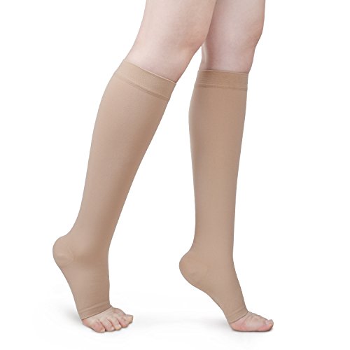 Banglijian Compression Socks Women Men Medical Compression Stockings 20-30 mmHg(Medium, Beige)
