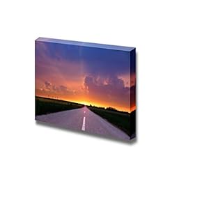 Canvas Prints Wall Art - Endless Driving on Country Road at Sunset | Modern Wall Decor/Home Decoration Stretched Gallery Canvas Wrap Giclee Print & Ready to Hang - 12" x 18"