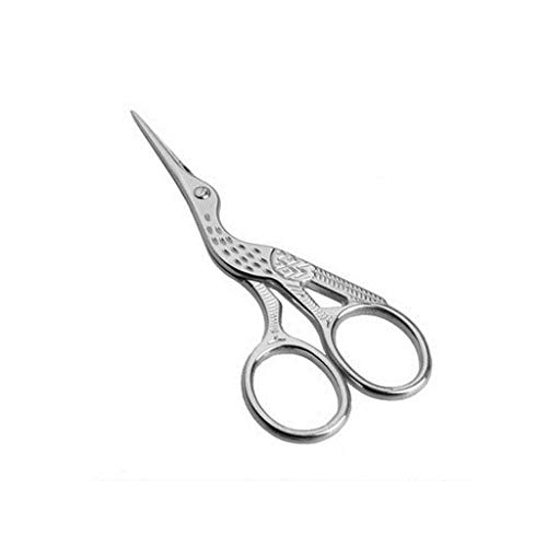 2 Pieces 4.5" Vintage Stork Shape Scissor, Tailor Stainless Steel Shear with Carved Patterns, for Cross Stitch,Embroidery,Sewing, Handcraft,DIY Sharp Scissors (Gold & Silver)