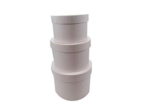 LAC Design Nested Boxes - Set of 3 for Baby Shower, Weddings, and Any Party (Round White)