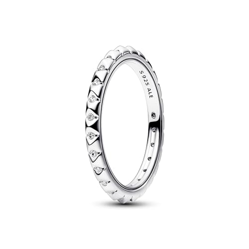 Pandora ME Bague cloutée Pyramides en argent sterling avec zircones cubiques transparentes, taille 52