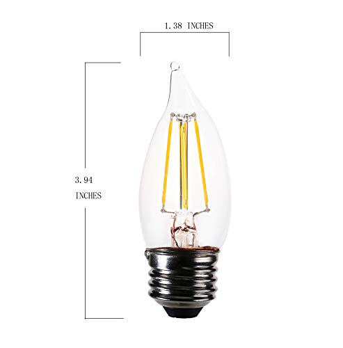 FLSNT 60 Watt Equivalent LED Chandelier Light Bulbs, Dimmable 4.5W CA11 LED Filament Bulbs, E26 Medium Base, 2700K Soft White, 12 Pack