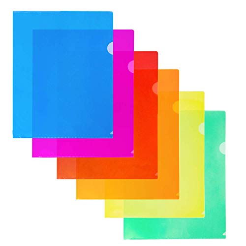 Dunwell Clear File Folders Sleeves (6 Pack, Assorted 6 Colors), Acid