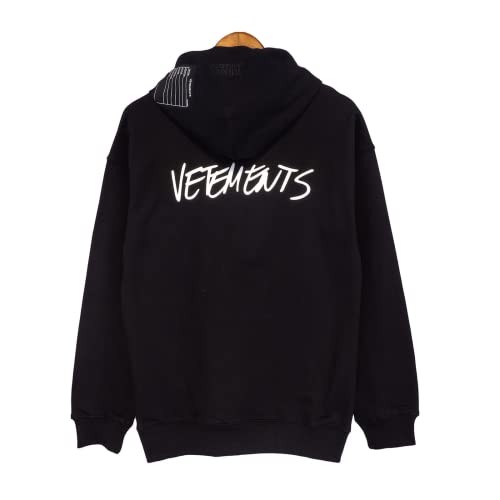 PED VETEMENTS Hoodie Black Patch and Velvet Design Loose Trend