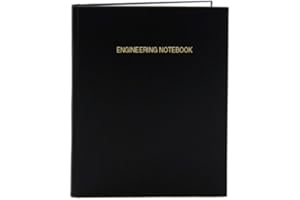 BookFactory Engineering Notebook - 168 Pages (.25" Engineering Grid Format) 8" x 10" Engineering Lab Notebook Black Cover Smy