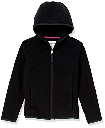 AMAZON ESSENTIALS TODDLER GIRLS’ POLAR FLEECE FULL-ZIP HOODED LIGHTWEIGHT JACKET, BLACK, 2T