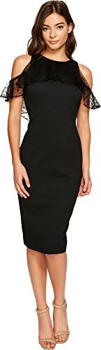 Christin Michaels Women's Macy Sleeveless Lace Ruffle Dress Black Dress