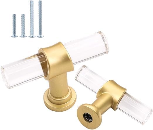 Goldenwarm 10 Pack Gold Drawer Knobs - Acrylic Gold Cabinet Knobs with Single Hole