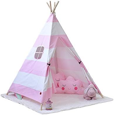 KXYARR Kids Teepee Play Tent Indian Children Wigwam Tipi Play House - 100% Cotton Canvas Portable Tent