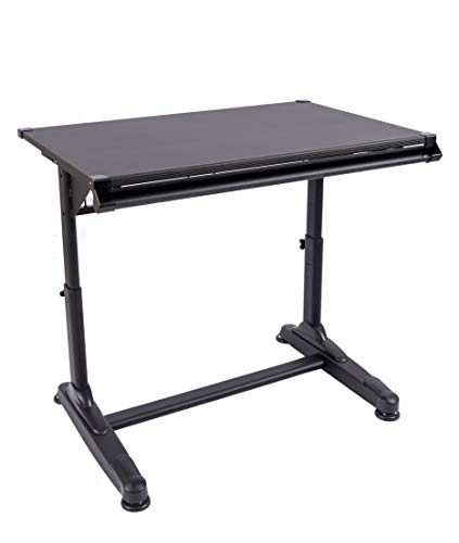 Stand Up Desk Store Height Adjustable Drawing and Drafting Table with 39.2"W x 27.5" D Surface, Black - Thumbnail 4
