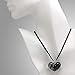 CHUVORA Hand Blown Glass Black Curve Line Heart Shaped Pendant Necklace, 18 inches