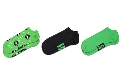 Happy Socks 3-Pack Vinyl Low Socks, Green, S/M